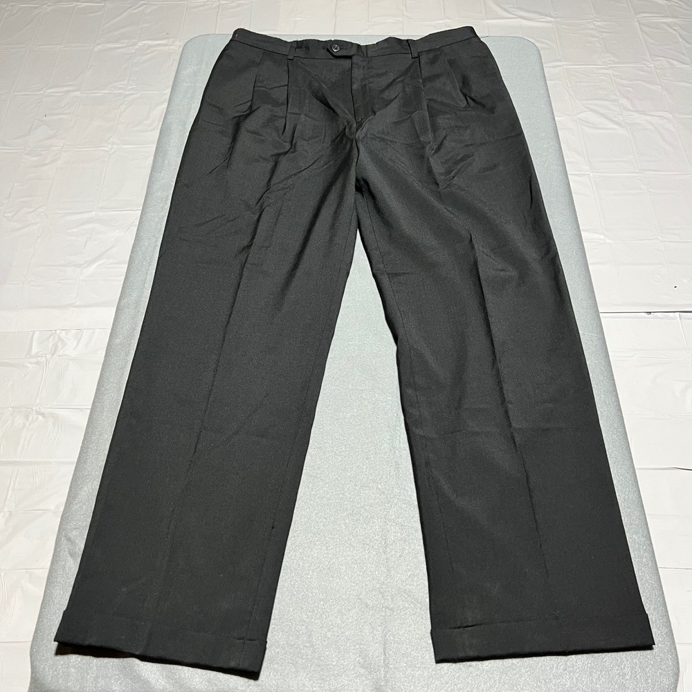 Jos. A. Bank Leadbetter Golf Mens Black Pleated Wool Blend Dress Pants 38x32